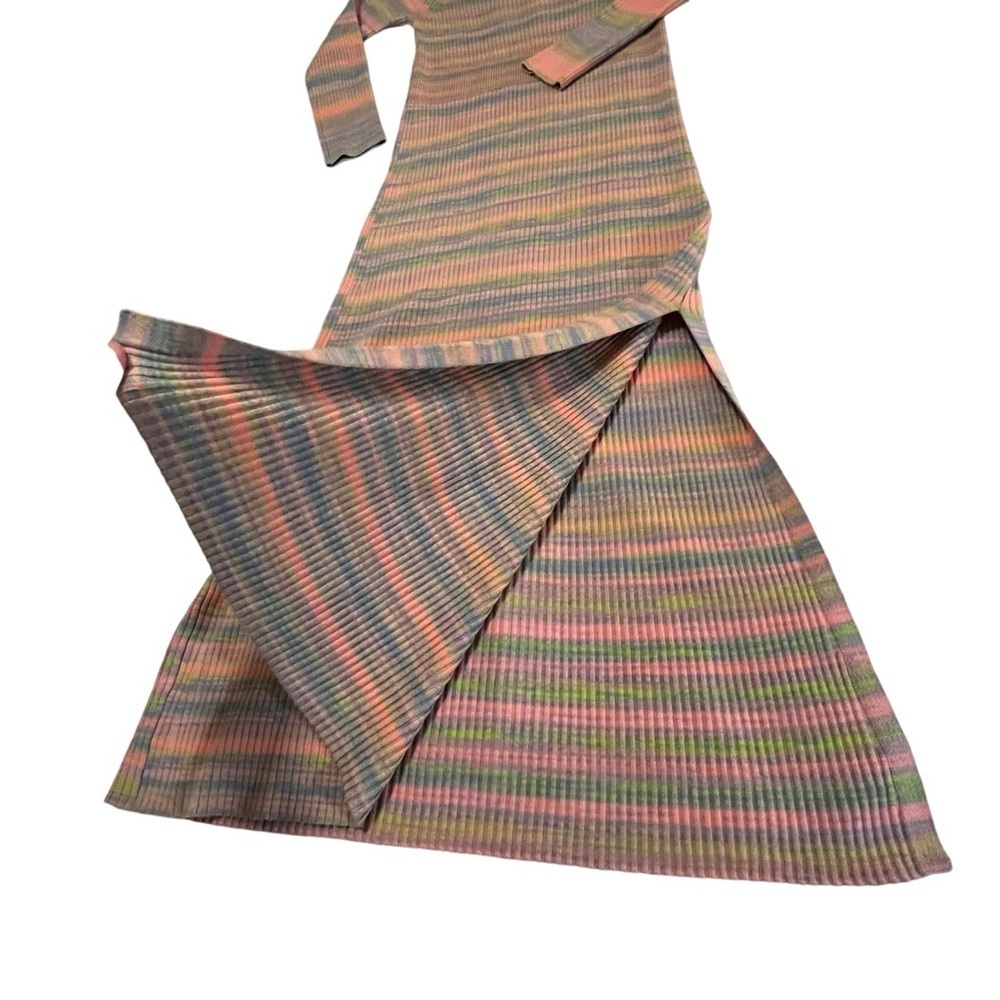 Anthropologie Daily Practice Striped Sweater Dress Maxi Colorful Boat Neck L - Picture 9 of 16